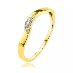 Briliantová obrúčka zo žltého 585 zlata - vlnka s desiatimi čírymi diamantmi - Veľkosť: 51 mm