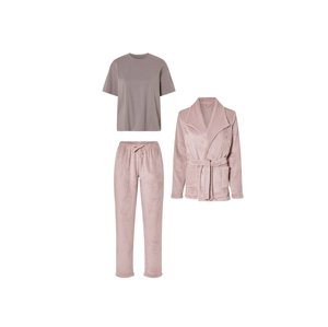 esmara® Dámske pyžamo, 3-dielna súprava (S (36/38), bledoružová/fialová)