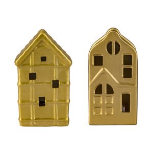 LIVARNO home Porcelánový LED domček, 2-dielna súprava (hrazdený dom)