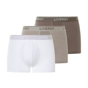 LIVERGY® Pánske boxerky, 3 kusy (XL, béžová/biela)