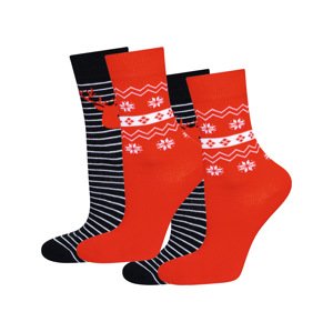 Soxo Dámske/Pánske vianočné ponožky v darčekovom balení, 2 páry (36/40, čierna/červená)